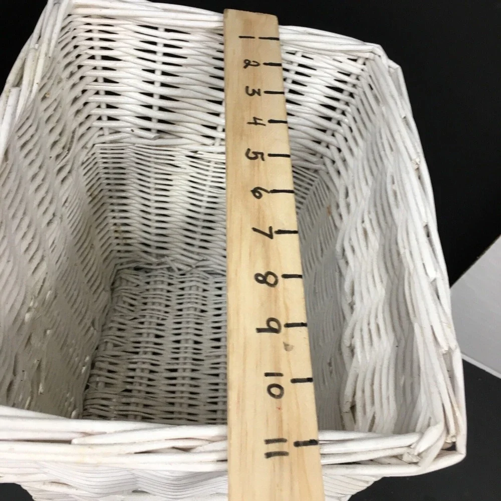 Wicker Wastebasket Garbage Can Shabby Chic Style Cottage Rectangular 11